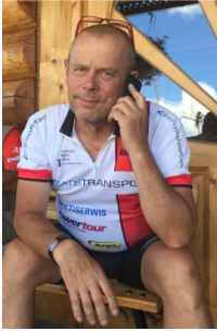Cyclist with cell phone